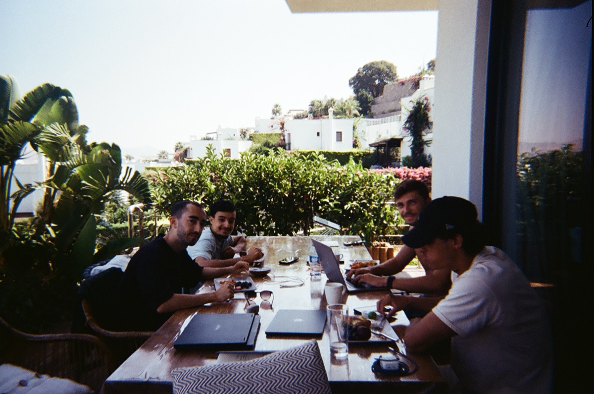 The team working at a shared table